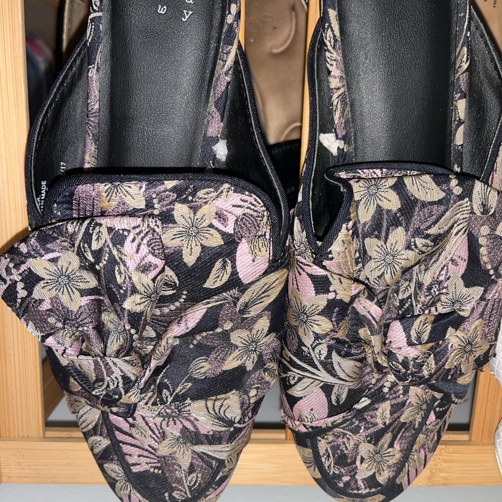 a new day Black and Pink Mules with Floral Design